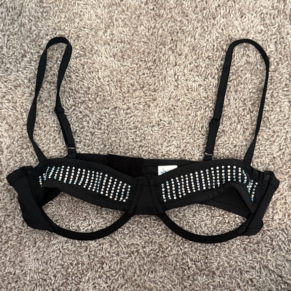 iHeartRaves Accessories - iHeartRaves Black Rhinestone Studded Bra